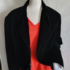 Vintage Women's Russ Petite Black "Crushed Velvet" Velour Jacket Blazer Size 16